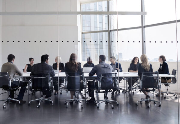 Colleagues at business meeting in conference room